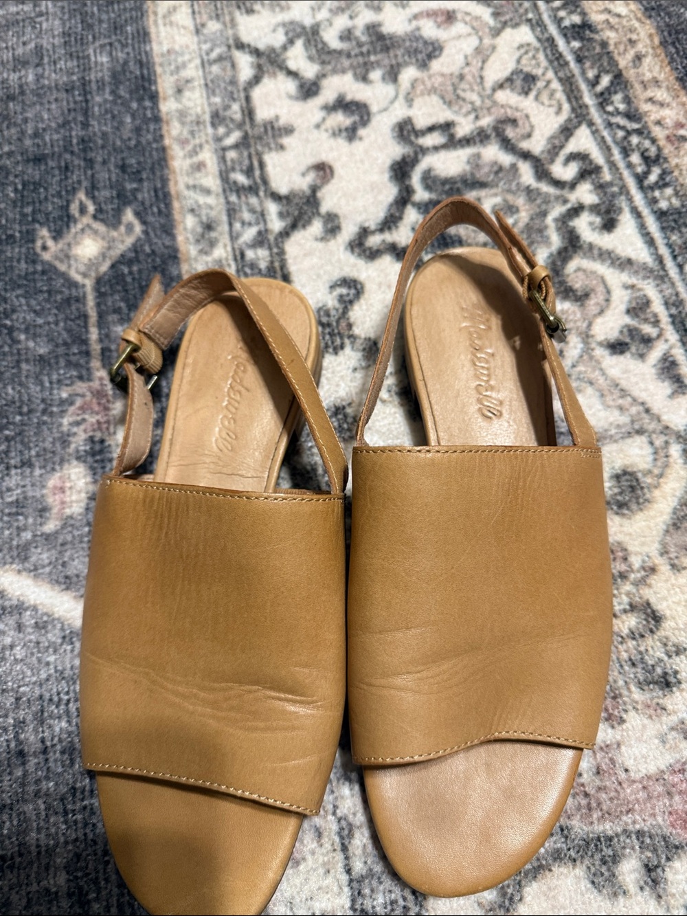 Madewell Tan Leather Slingback Mules